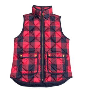 J.Crew Women's Size Small Red‎ Buffalo Plaid Down Check Puffer Vest